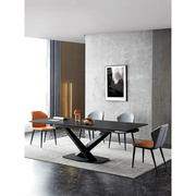 意式极简岩板伸缩餐桌长方形小户型家用多功能折叠拉伸餐桌椅