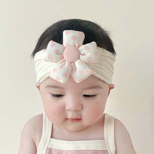 婴儿发带女宝宝夏季薄款洋气花朵遮脑门新生儿，女童护头卤囟门帽子