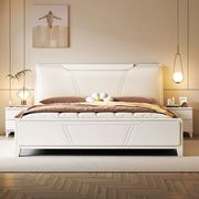 北欧白色实木床简约现代1米8实木，双人床奶油风主卧软包储物高箱床