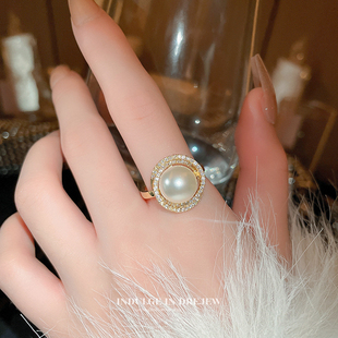 珍珠戒指女2024轻奢高级感小众设计食指，戒指环夸张尾戒子