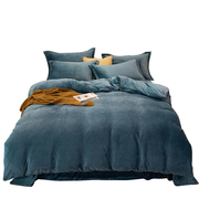 法兰绒四件套冬季珊瑚绒蓝色，床单床笠2米x2米3被套，1米2床上三件套