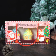 圣诞烘焙包装手提纸杯包装盒加高红色3格马芬杯子蛋糕盒纸杯蛋糕