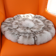狐狸毛坐垫(毛坐垫)圆形，椅子垫沙发坐垫轻奢皮草凳子垫防滑加厚真毛椅垫