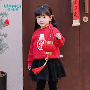 女童套装秋冬季儿童红色加绒卫衣小童婴儿新年拜年服宝宝洋气裙裤