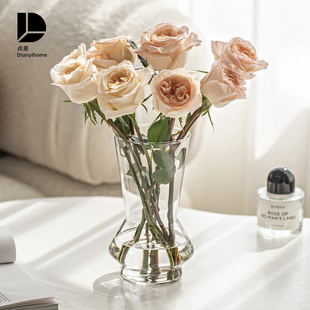 花瓶玻璃透明高级感轻奢网红水培水养玫瑰创意小众摆件客厅插花小