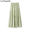 拉夏贝尔/La Chapelle松紧腰拼接压褶半身裙高腰显瘦中长款裙