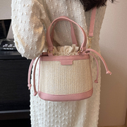 韩系小众设计时尚单肩手提包包女士2024春夏新高级感款斜挎水桶包