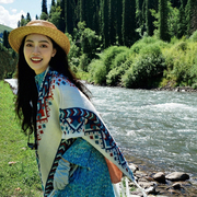 波西米亚保暖披肩云南西藏旅游穿搭上衣开衫长款流苏新疆围巾披风