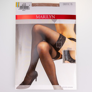 波兰Marilyn Erotic 15D精致蕾丝硅胶防滑透薄性感长筒袜高筒袜