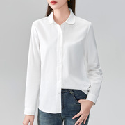 春日衬衫女2024韩版早春夏设计感娃娃领上衣长袖白色衬衣职业