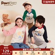 PawinPaw卡通小熊童装春款男女童撞色拼接长袖T恤