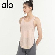 aloyoga蛀虫纱女罩衫，跑步运动健身服无袖，速干t恤宽松瑜伽服上衣