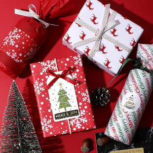 圣诞包装纸雪梨纸黑金，银色生日礼物轻薄软纸拷贝纸，包装纸一套三张