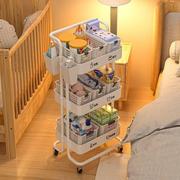 小推车置物架新生婴儿用品零食落地可移动卧室床头玩具收纳书架子