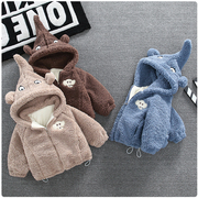 宝宝羊羔毛外套(毛外套)男童加绒加厚毛毛衣(毛，毛衣)秋冬装洋气婴儿1-3岁棉衣4