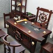 老船木茶桌椅组合一桌五椅实木家用泡茶台功夫茶几一体办公室喝茶