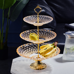 现代简约多层水果盘家用创意欧式糖果篮架客厅零食盆大号塑料盘子