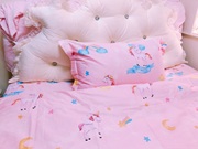 全棉卡通单人学生床上用品三件套 小飞马独角兽淡粉色女孩
