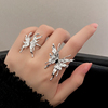 银色蝴蝶戒指女小众设计高级感独特食指戒时尚个性夸张冷淡风指环