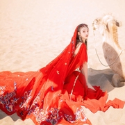 草原度假连衣裙夏季云南民族风女装西藏旅游穿搭新疆沙漠拍照长裙
