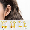 s999纯银黄金色弯钩耳钉，女耳饰高级小众，设计感气质耳环养耳洞耳骨