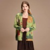 水貂绒高级秋季新潮韩版时尚，高端印花女孩绿色，针织开衫毛衣女(毛衣女)外套