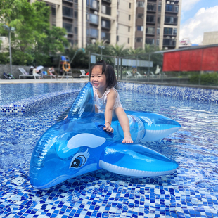 儿童成人水上坐骑充气游泳池漂浮蓝色鲸鱼玩具充气船浮排冲浪板