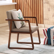 北欧实木餐椅咖啡餐厅休闲椅酒店会议椅书房现代布艺靠背扶手椅子