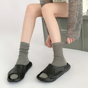 灰色袜子女中筒薄款夏天堆堆，袜秋季长筒日系jk短款小腿袜白色长袜