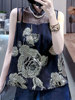 新中式国风刺绣蕾丝衫女夏季复古拼接薄款欧根纱无袖立领上衣