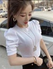 网红韩版夏季净版纯色t恤泡泡，短袖女打底衫半袖体恤时尚修身