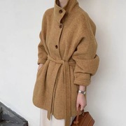韩版双面羊绒大衣支澳洲羊毛宽松加厚双面呢大衣女装羊毛绒外套