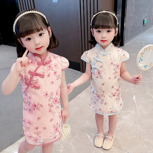 2023中国风女童夏装雪纺旗袍裙女孩夏季洋气薄款连衣裙女宝宝裙子