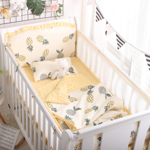 婴儿床床围夏季透气网眼，3d防撞纯棉，床品套件ins儿童床上用品
