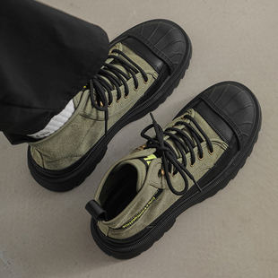 男士马丁靴2023高帮工装靴贝壳头男靴冬季厚底户外帆布沙漠靴