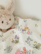 松鼠兔兔庄园 小兔插画风宿舍春夏透气双层纱被套床单床笠1.2米