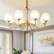 美式客厅吊灯卧室餐厅，楼梯欧式简约简美大气法式复古高端全铜灯具