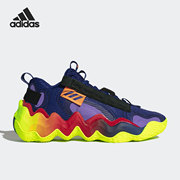 adidas阿迪达斯exhibitb紫红红色，荧光黄男女(黄男女)实战篮球鞋gz9548