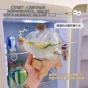 柠檬水瓶冰箱冷水壶果汁，罐容器带龙头密封创意，的玻璃瓶放里饮料桶