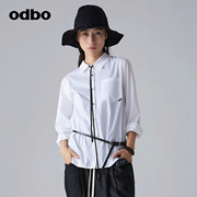 odbo/欧迪比欧原创设计师品牌时尚长袖白色衬衫女夏百搭上衣