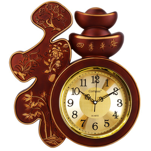 康巴丝福字挂钟中式中国风静音，福时钟客厅卧室，古典壁挂装饰时钟表
