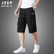 jeepspirit工装裤男款夏多口袋，短裤宽松直筒运动休闲五分裤7261