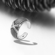 日韩冷淡风925纯银戒指x交叉立体复古开口指环，简约男女个性银戒子