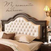 乡村美式实木床复古1.8m双人床，主卧皮艺软包婚床储物床欧式家具