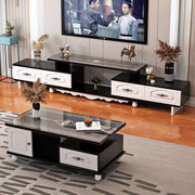众创造新电视柜现代简约小户型钢化玻璃茶几电视柜，组合客厅伸缩电