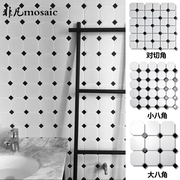 大八角陶瓷马赛克瓷砖贴黑色白色灰色卫生间浴室厨房防滑地砖墙砖