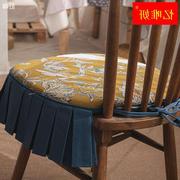 欧式高档裙边餐椅垫有绑带椅子垫简约加厚纯色坐垫实木椅子坐垫