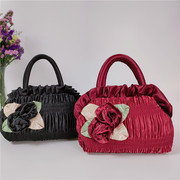 韩版可爱化妆包糖果色折叠布包，迷你妈妈手提包包，女士绣花收纳包