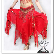 舞姿翼肚皮舞裙子双层手工串珠吊亮片双开叉裙印度东方舞演出裙