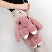 坤坤同款毛毛绒小兔子动物包包可爱儿童背包链条单肩斜跨女学生包